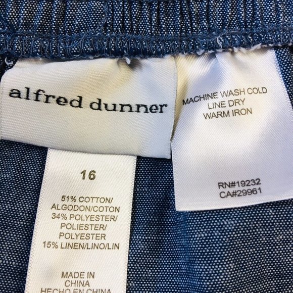 Alfred‎ Dunner St Augustine Capri Pants Blue Chambray Linen Pull On 16 - Picture 4 of 11